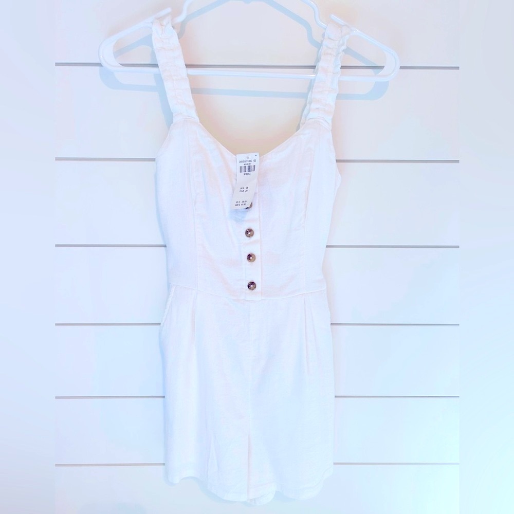 Hollister white linen romper